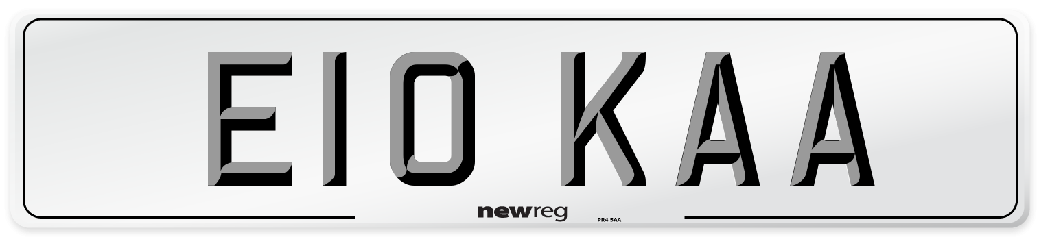 E10 KAA Number Plate from New Reg